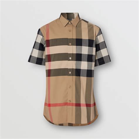 burberry check poplin dress shirt short sleeve|Burberry Check poplin shirt.